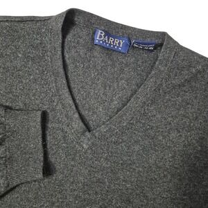 Barry‎ Bricken Sweater Mens Medium Charcoal Gray V-Neck Silk Cashmere Blend